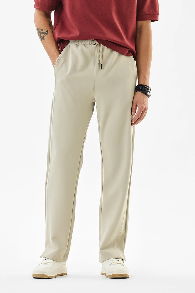 Cream Slit Ankle Pants